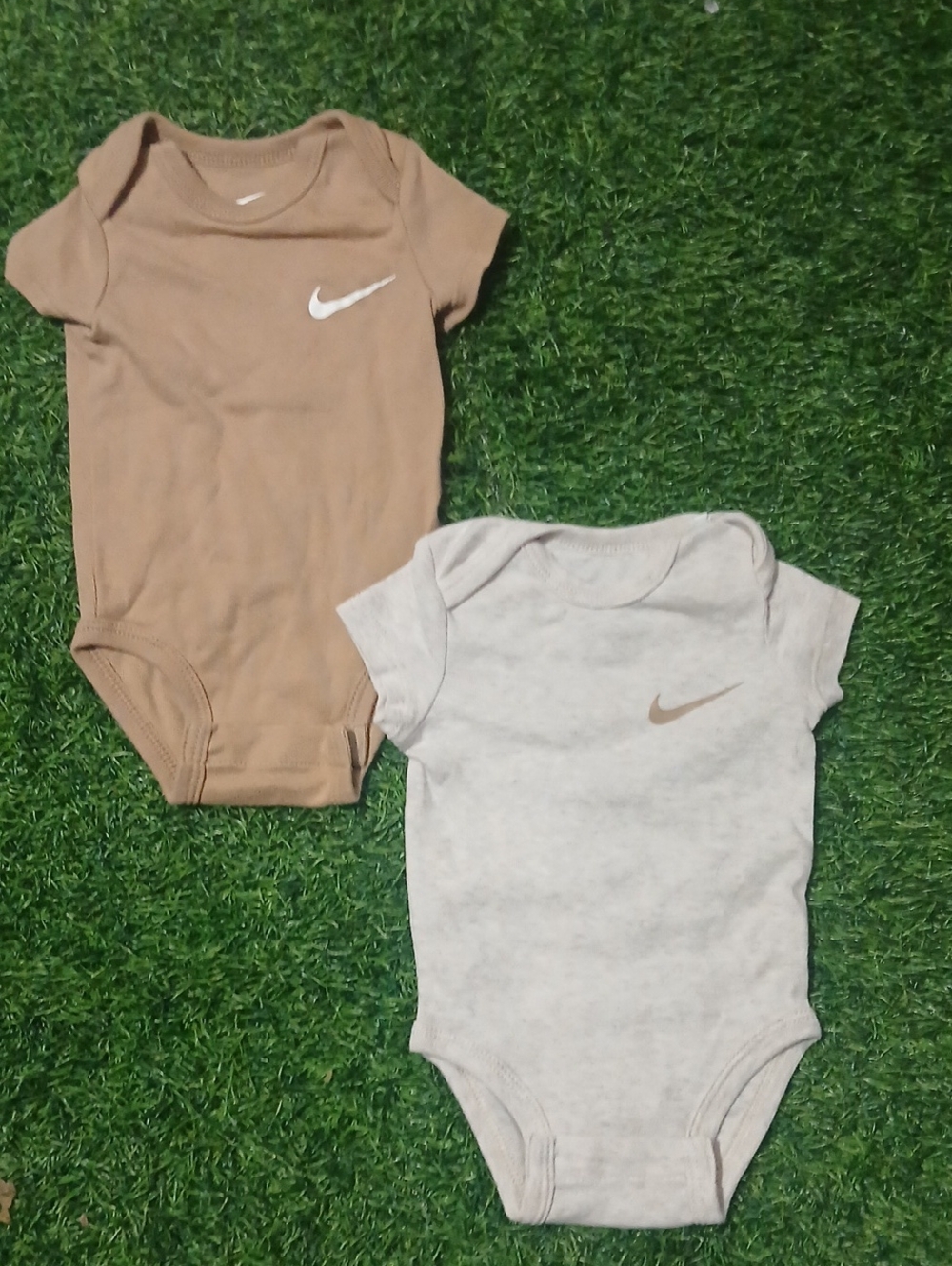 Nike Baby 3M One-Piece Bodysuits — Tan & Light Gray (2-Pack)